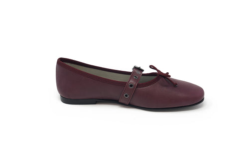 Luccini Burgundy Buckle Ballet Flat