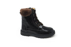 Andanines Brown Patent Fur Bootie