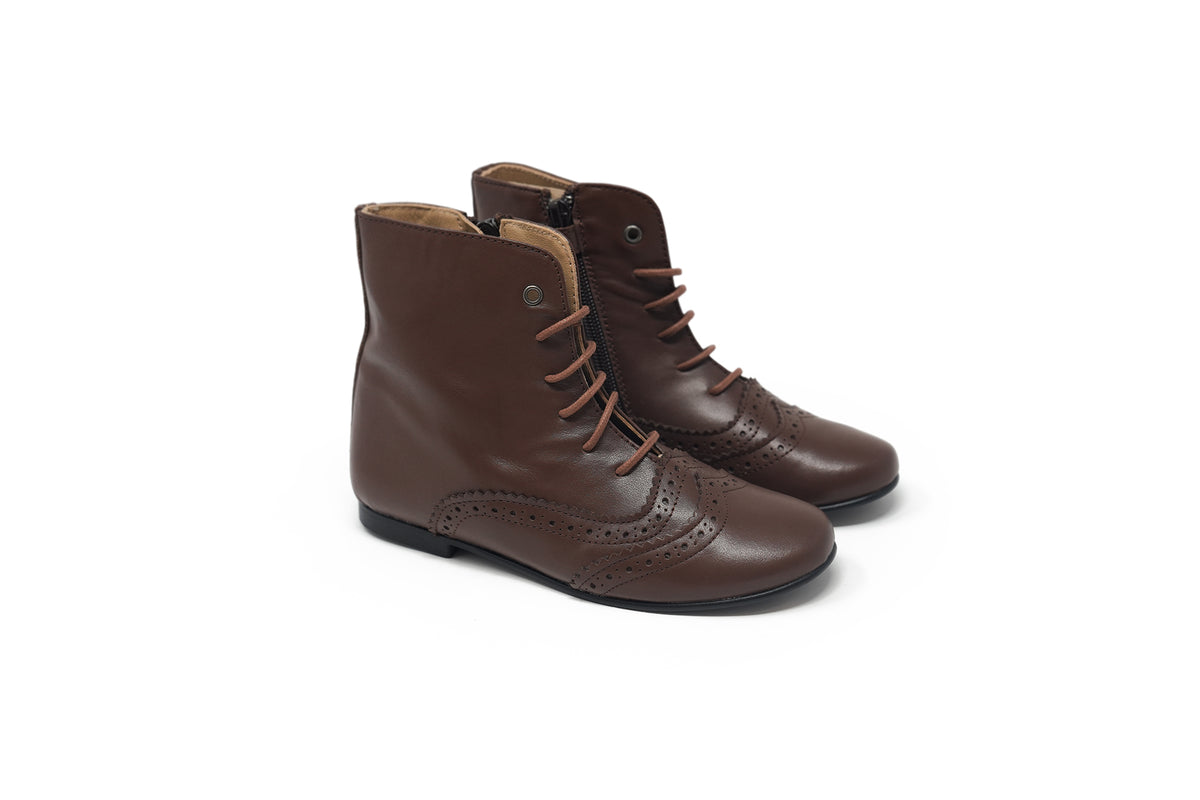 Jolee Brown Pebbled Wingtip Bootie