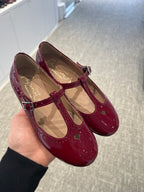 Papanatas Burgundy Patent Heart T-Strap