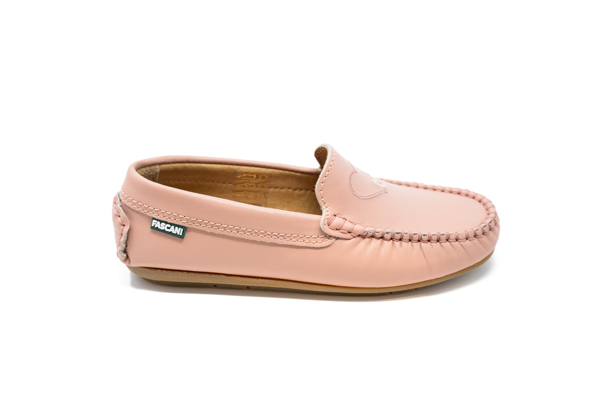 Fascani Pink Heart Embroidery Loafer