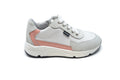 Atlanta White Suede, Salmon Patent Sneaker with Laces