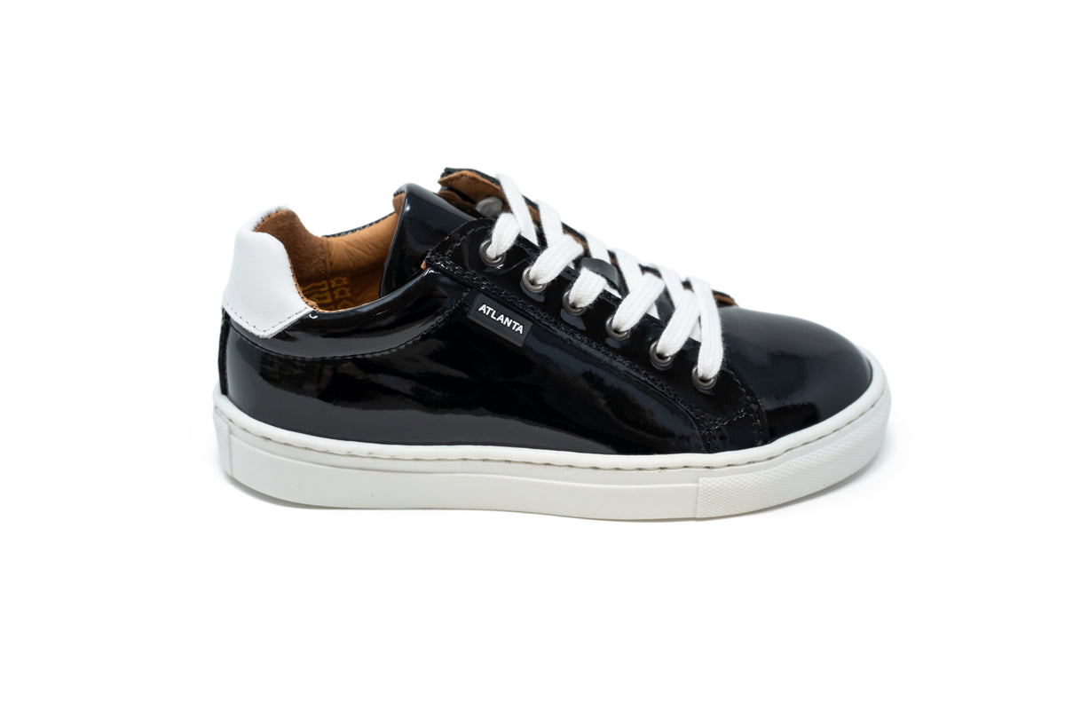 Atlanta Black Patent Laces & Zip Sneaker
