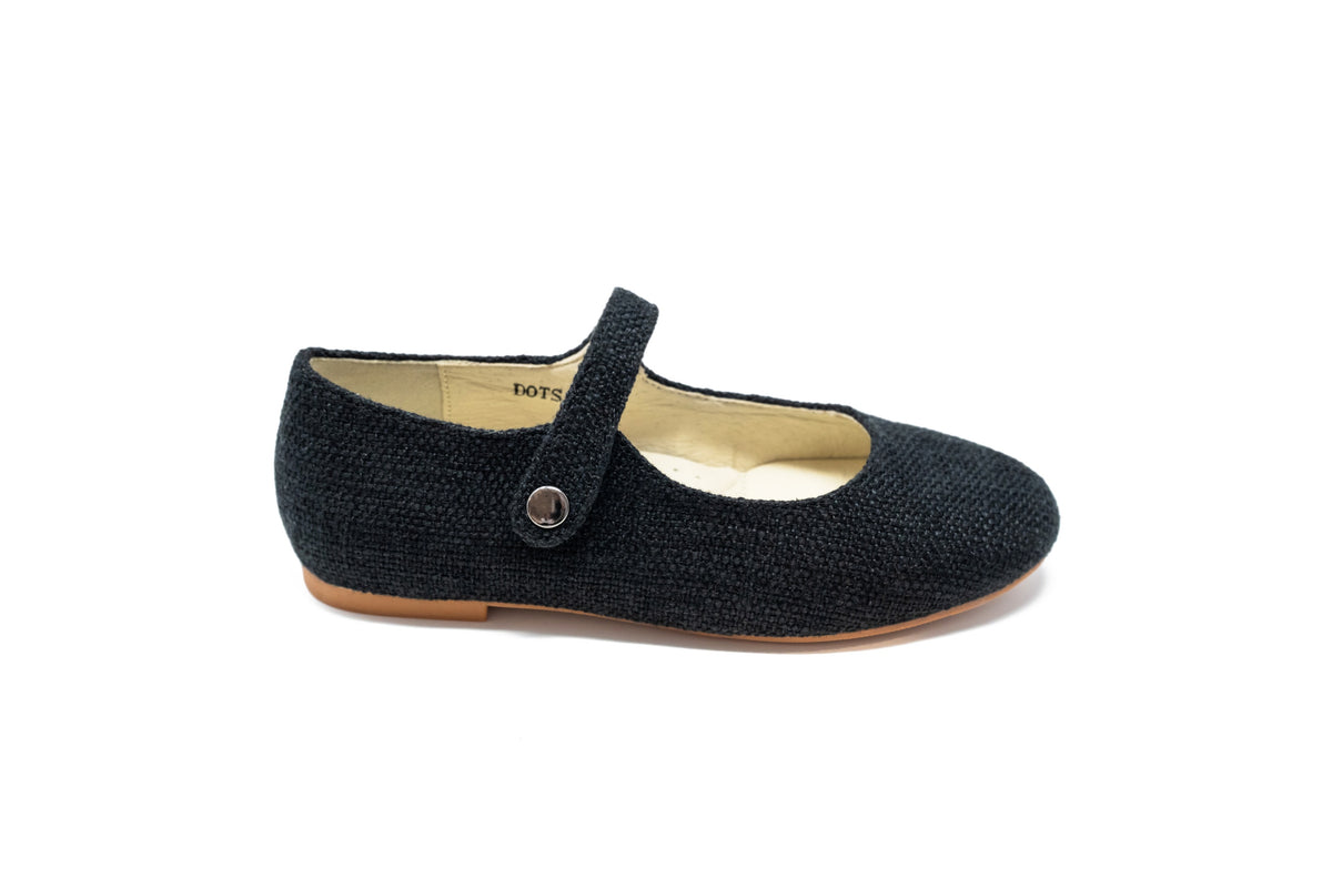Boutaccelli Dots Black Burlap Mary Jane
