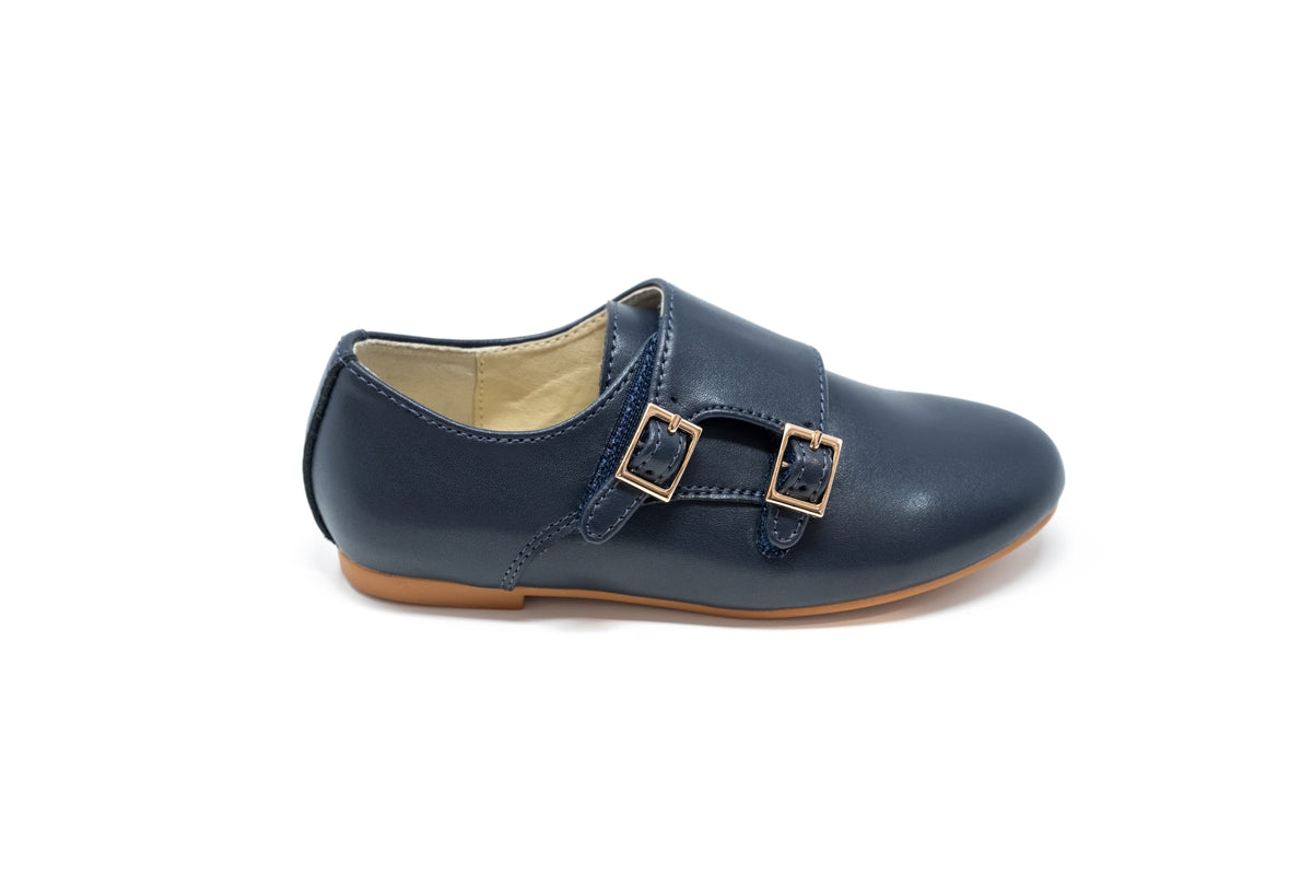 Boutaccelli Navy Double Buckle Perrot Dress Shoe