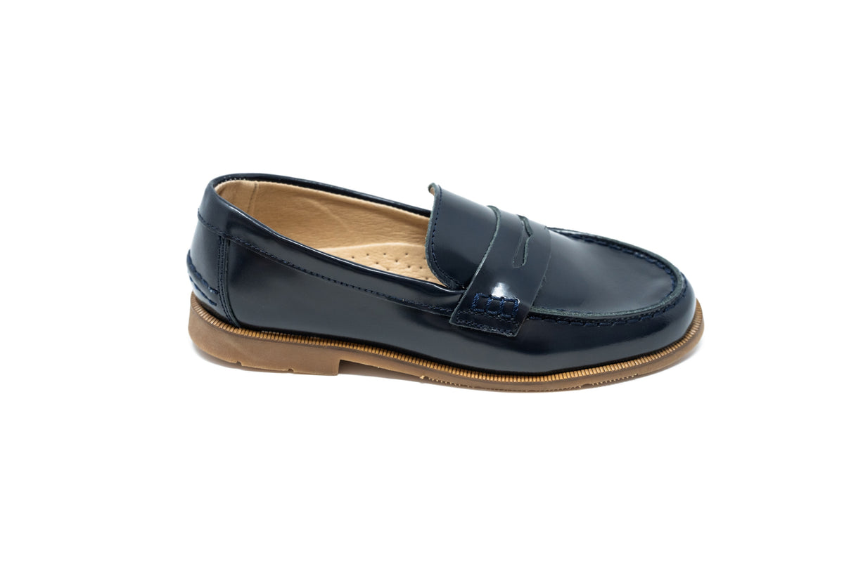 Blublonc Navy High Shine Penny Loafer