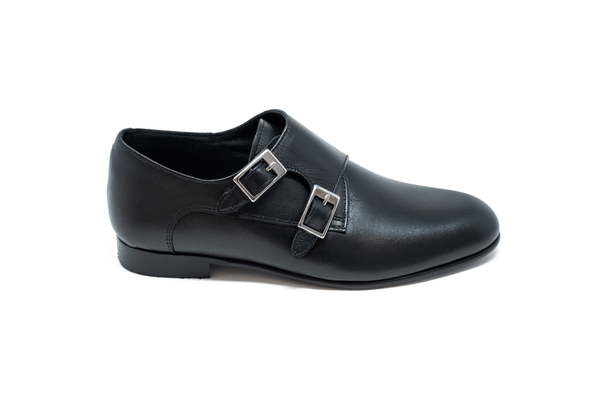 Andanines Black Double Buckle Dress Shoe