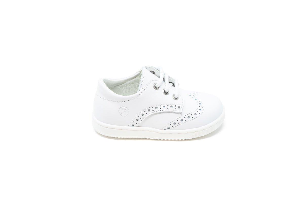 Falcatto White Wingtip Lace Baby Shoe