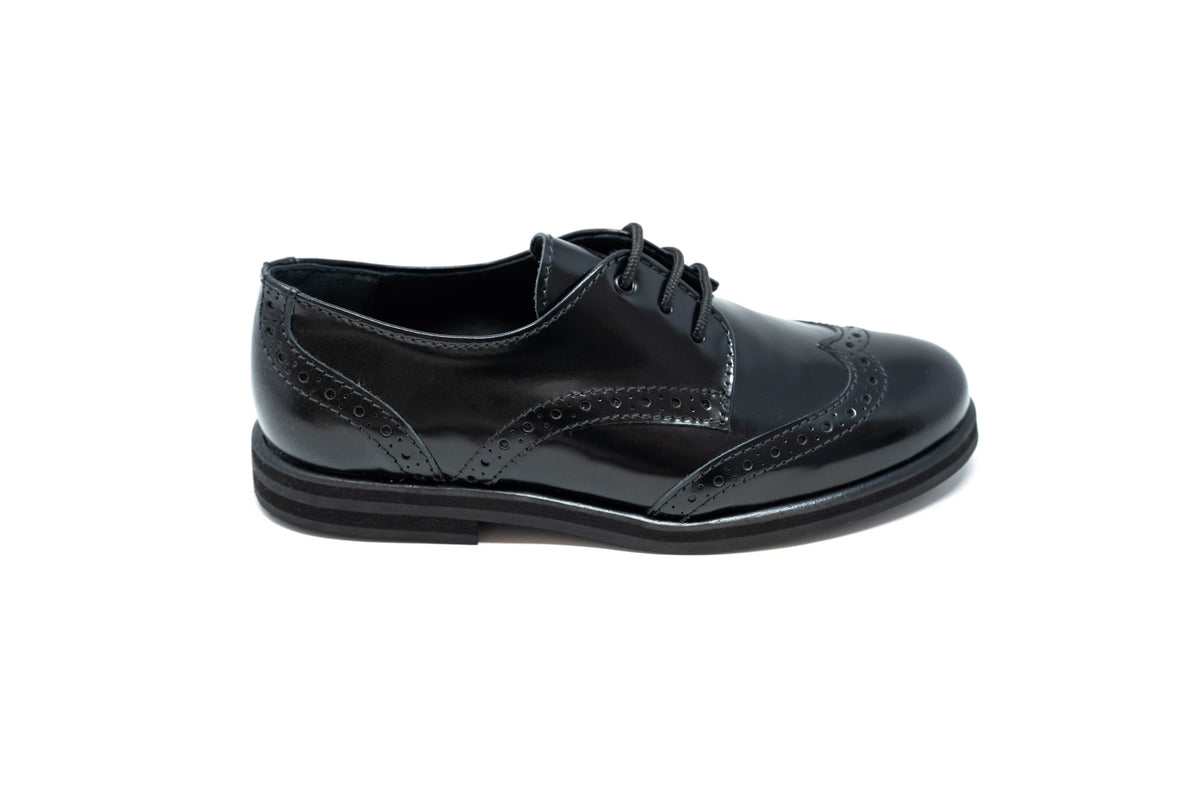 Beberlis Black High Shine Wingtip Dress Shoe