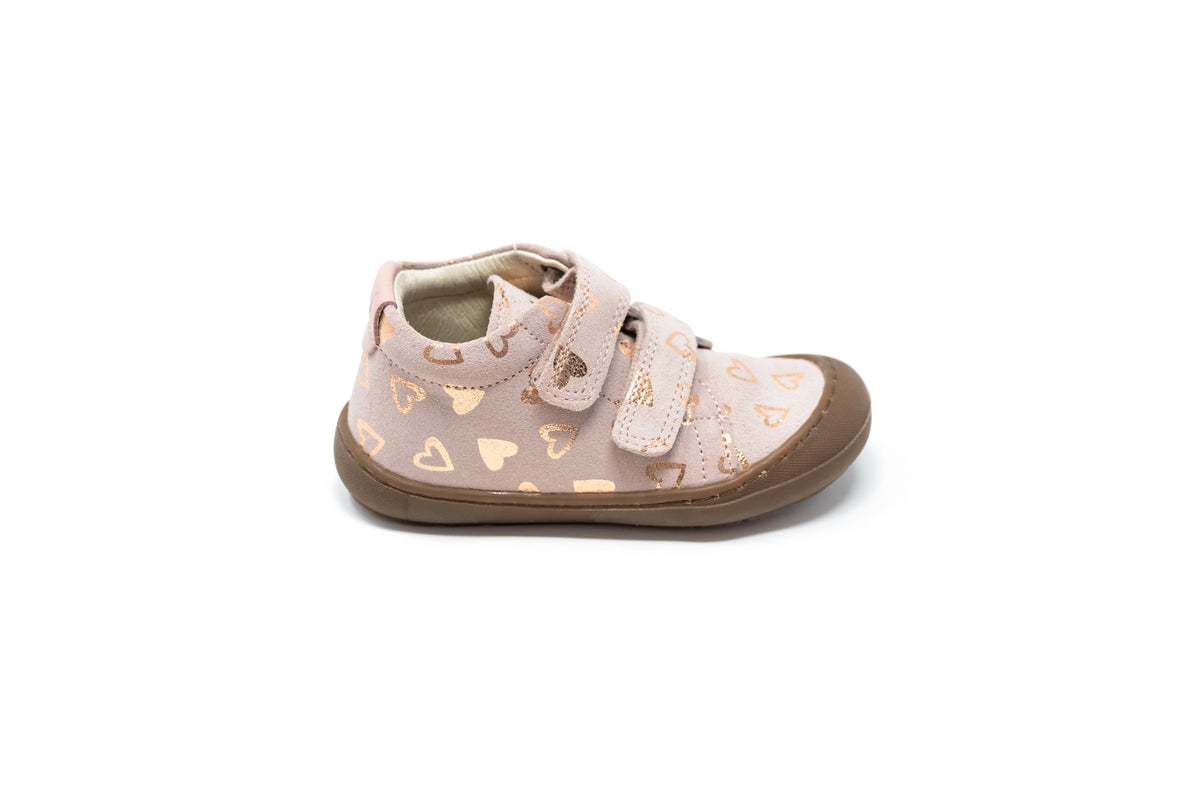 Emel Pink And Gold Hearts Baby Sneaker