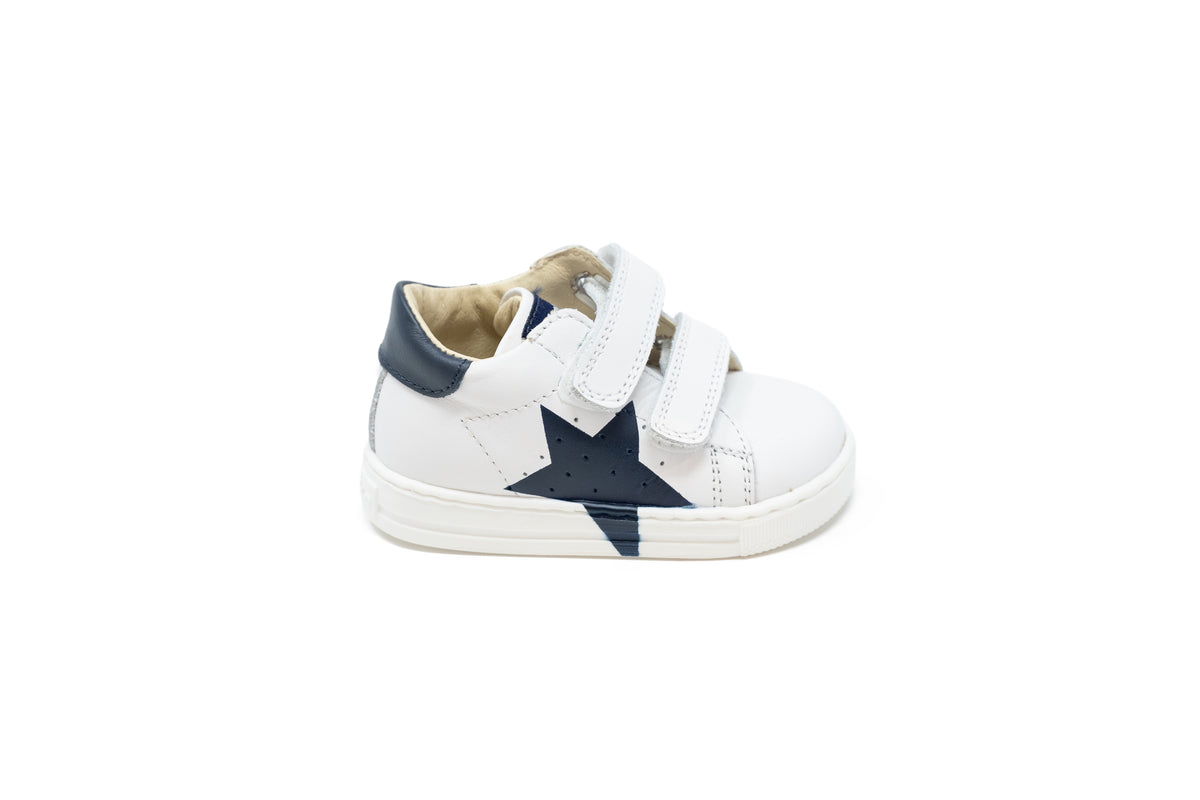 Falcatto White And Navy Star Baby Sneaker