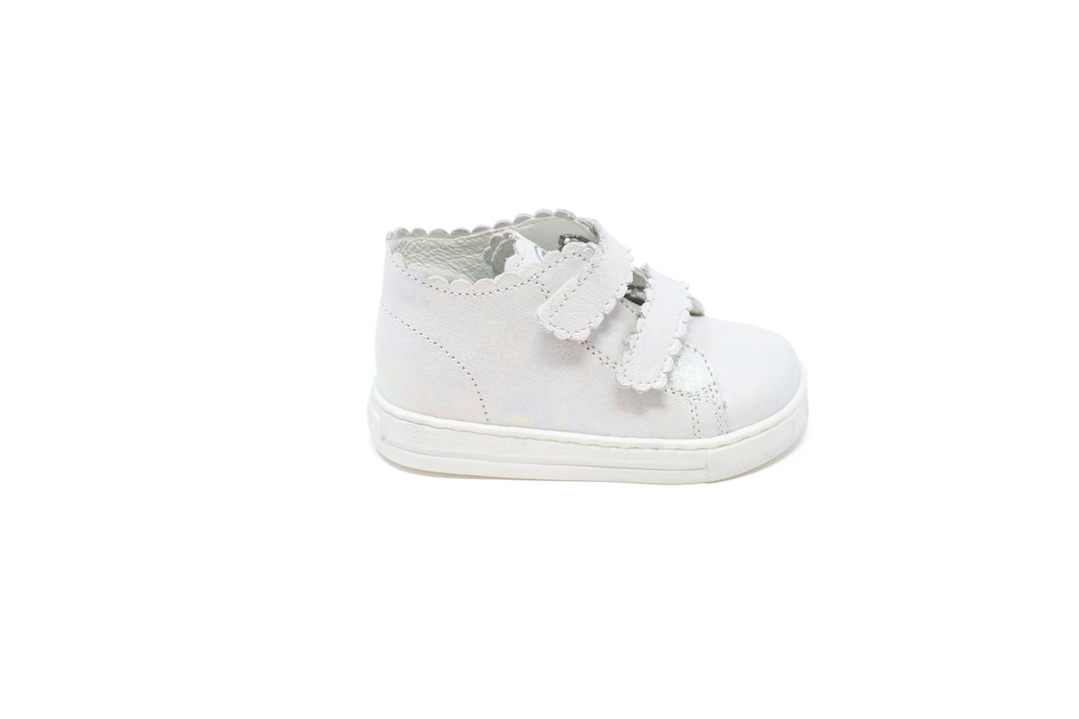 Falcatto White Metallic Baby Shoe