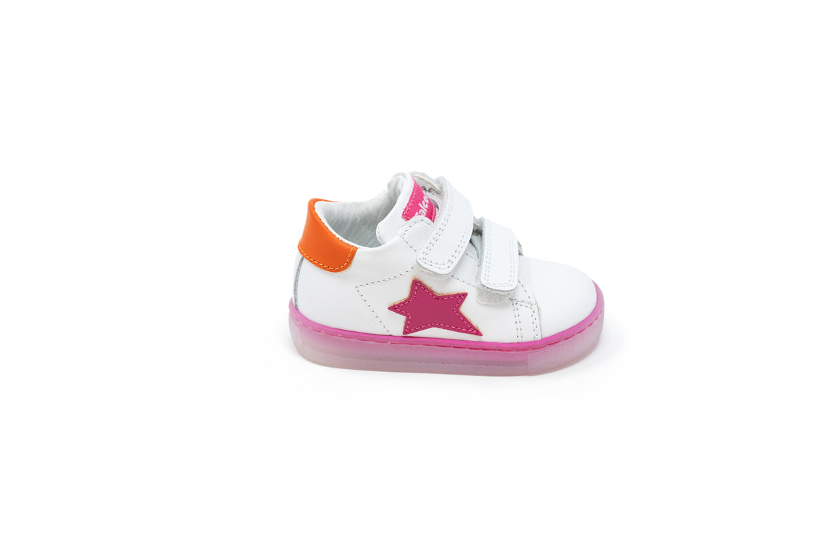 Falcatto White And Pink Star Baby Sneaker