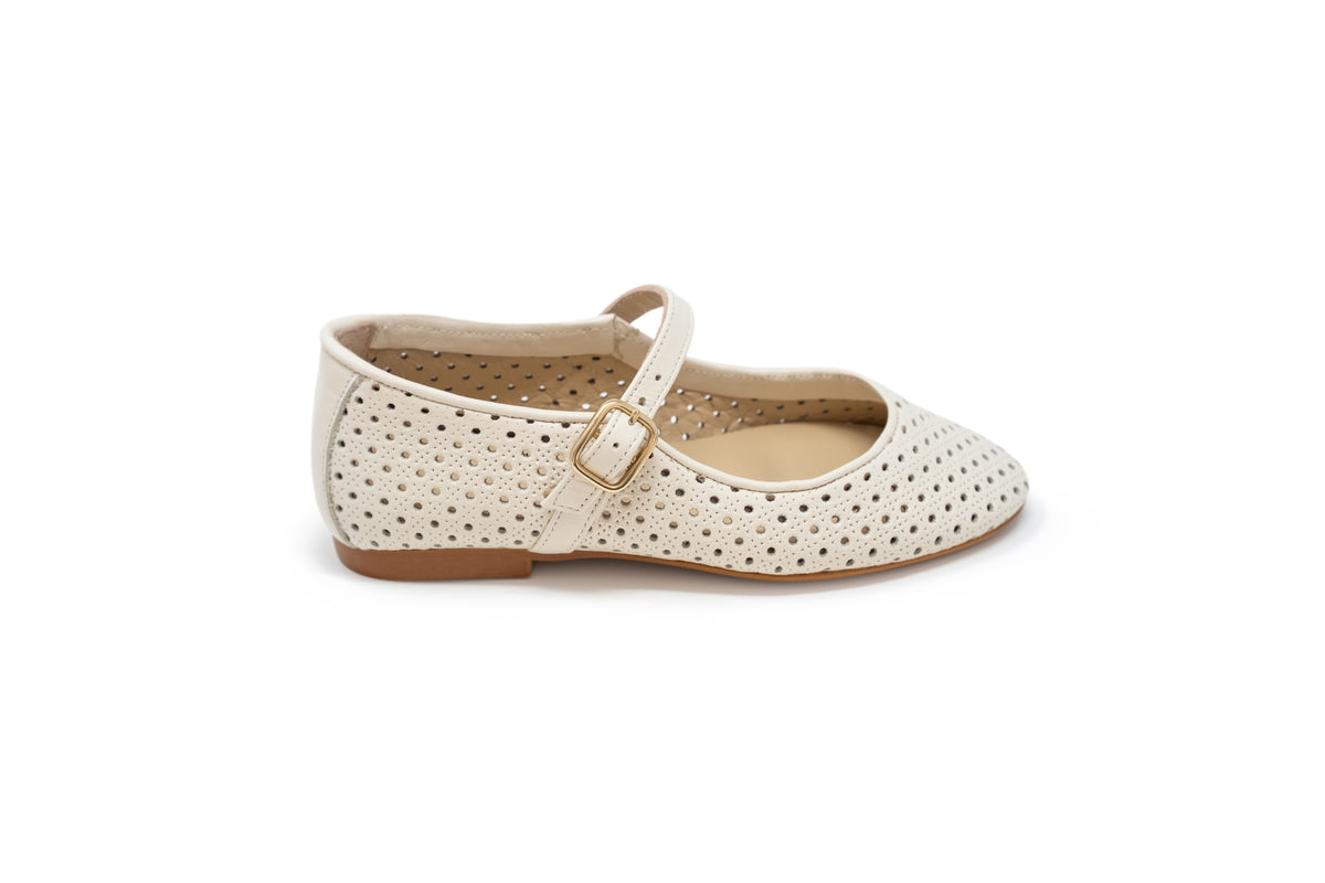 Blublonc Ivory Perforated Mary Jane