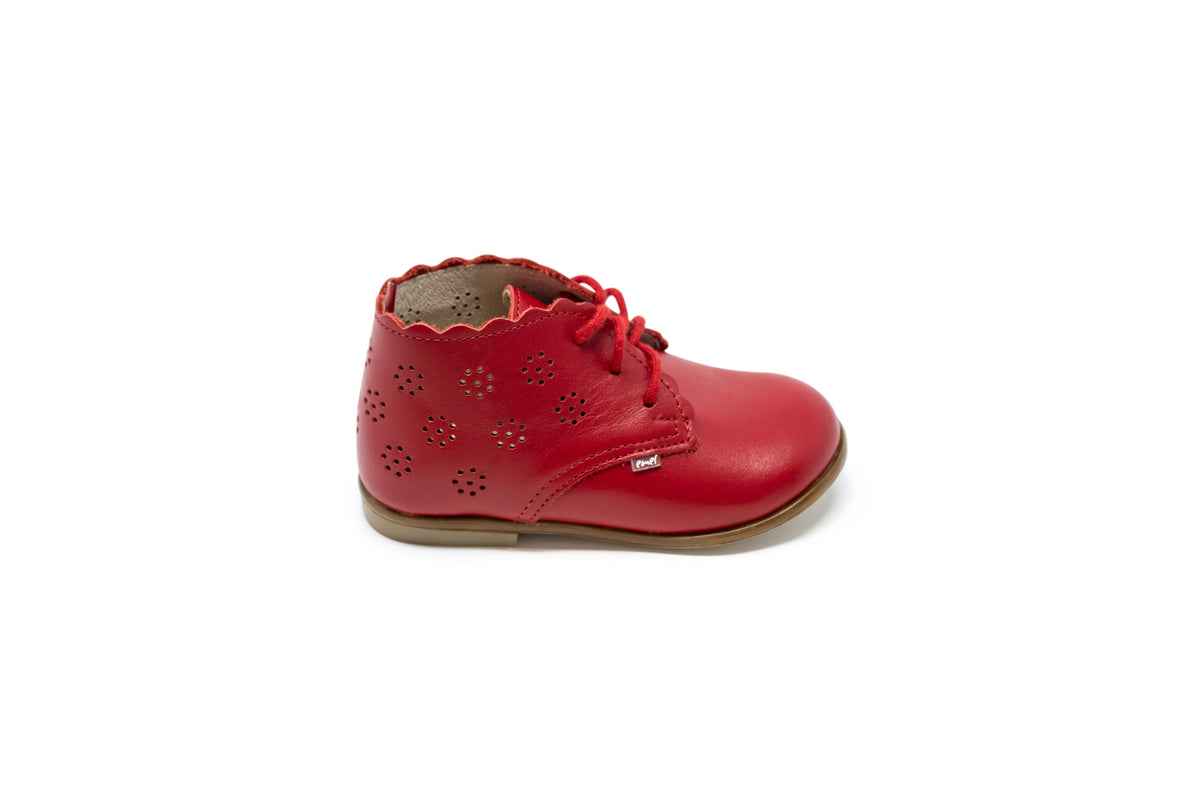 Emel Red Perforated Baby Bootie