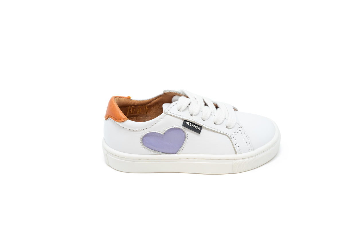 Atlanta White With Lilac Heart Lace Sneaker
