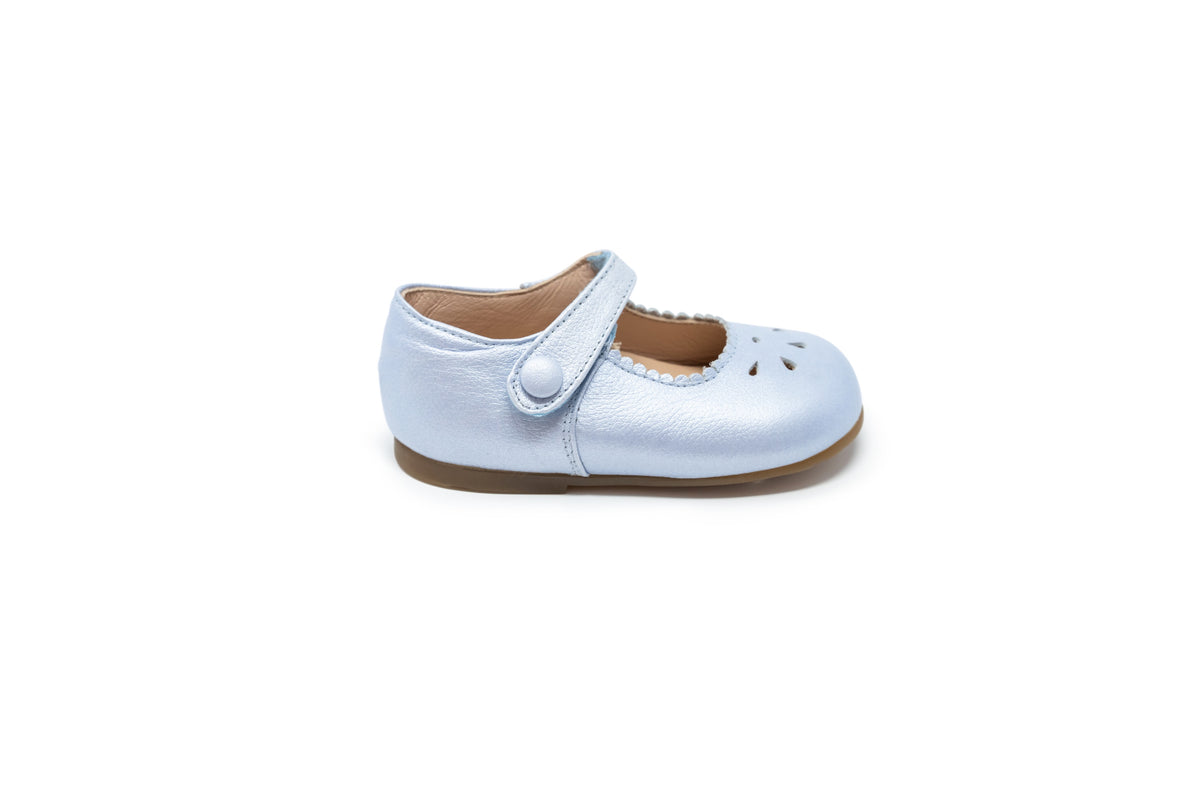 Papanatas Metalic Blue Baby Cutout Mary Jane