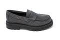 Blublonc Gray Ribbed Embossed Penny Loafer