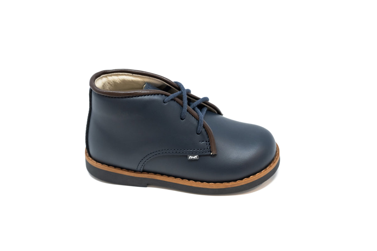 Emel Navy and Brown Baby Bootie