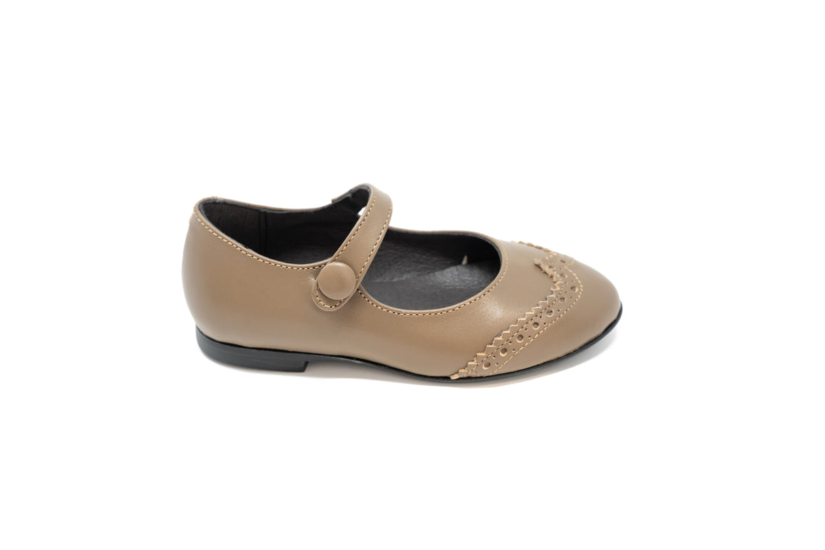 Jolee Taupe Wingtip Mary Jane