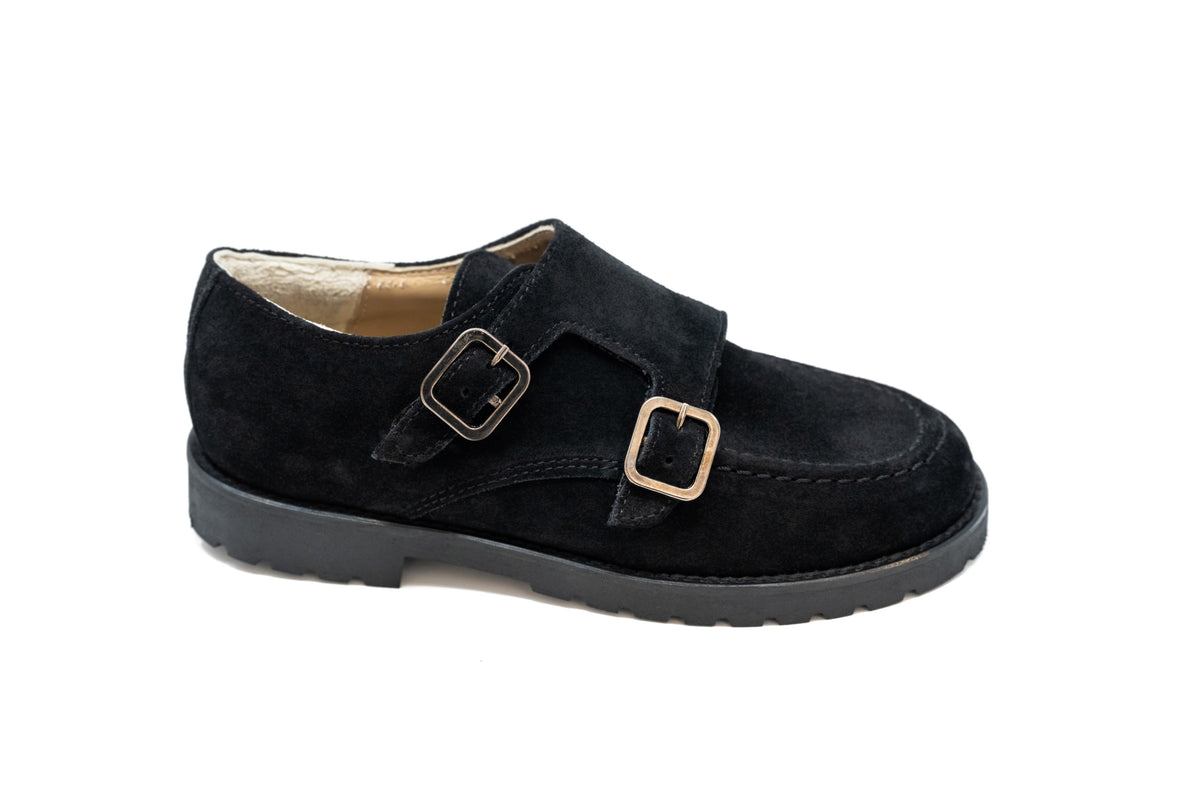Jolee Black Suede Chunky Dress Shoe