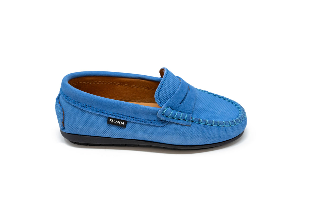 Atlanta Jean Blue Suede Penny Loafer