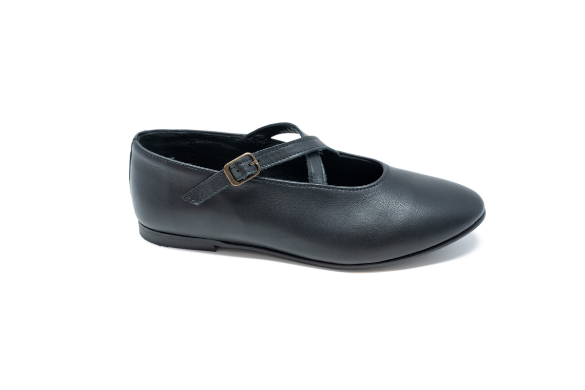 Blublonc Black Cross Strap Mary Jane