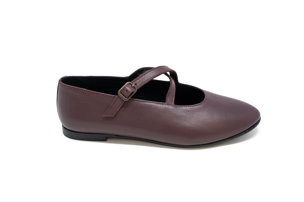 Blublonc Wine Cross Strap Mary Jane