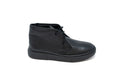 Blublonc Black Pebbled Leather Lace Boots